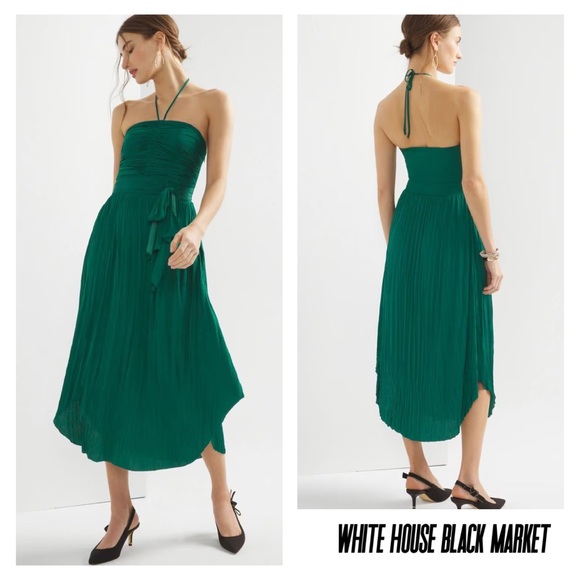 White House Black Market Dresses & Skirts - New White House Black Market Elegant Green Halter Strapless Tie Waist Dress